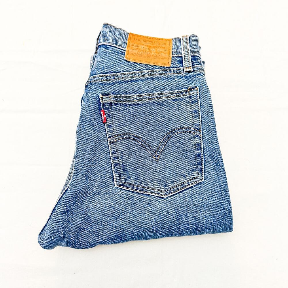 Levi’s Wedgie Straight Button Fly Denim Jeans Ripped Raw Hem Size 25